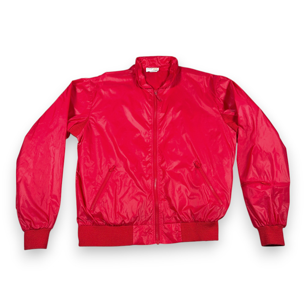 Vintage Izod Jacket Adult LARGE Red Windbreaker Bomber Nylon Club Preppy 80s